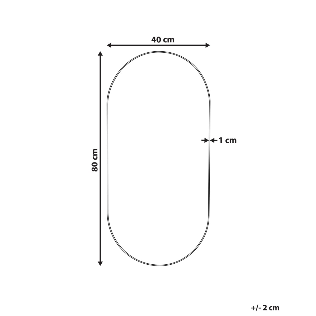 Owalne lustro ścienne 40 x 80 cm srebrne ALFORTVILLE