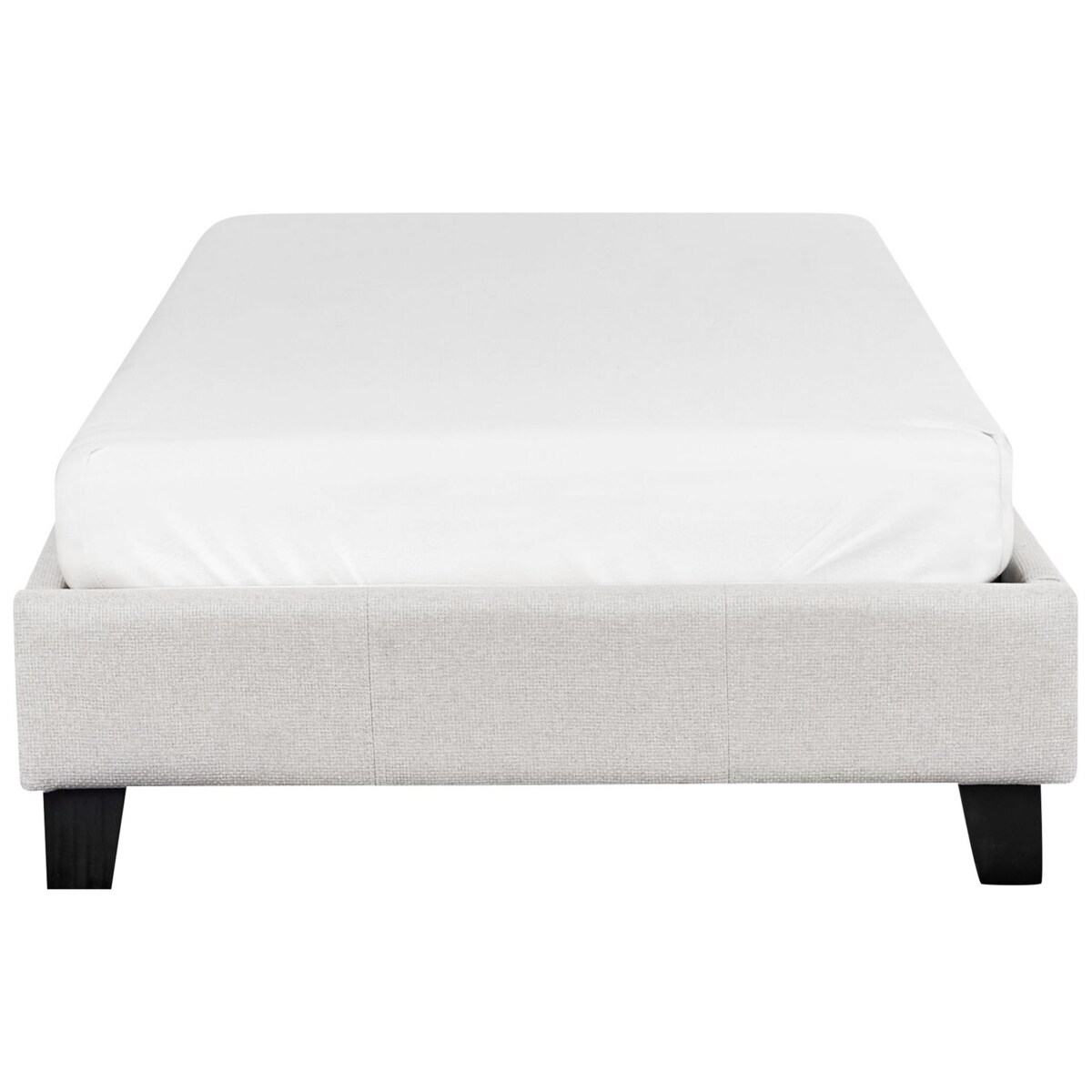 Łóżko jasnoszare tapicerowane ze stelażem 90 x 200 cm ROANNE