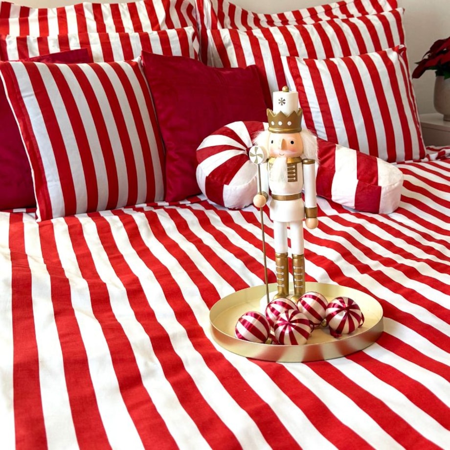 Pościel bawełniana 140x200 cm Pasy Czerwone walentynkowa Szyte w Polsce