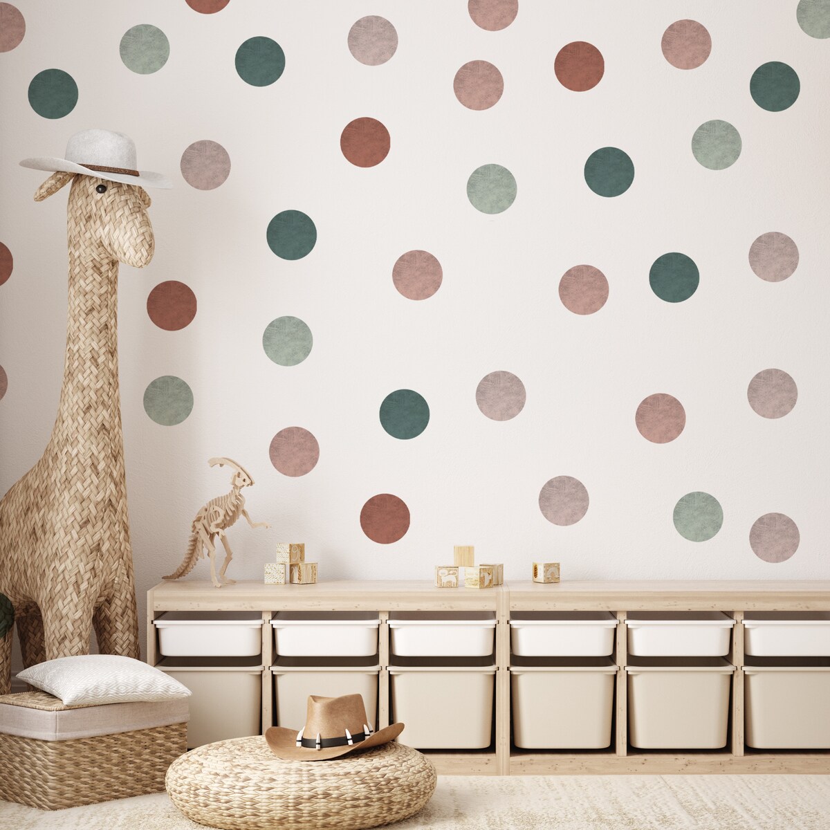 Naklejki Dla Dzieci KROPKI Groszki Styl Boho Zestaw 50 szt.