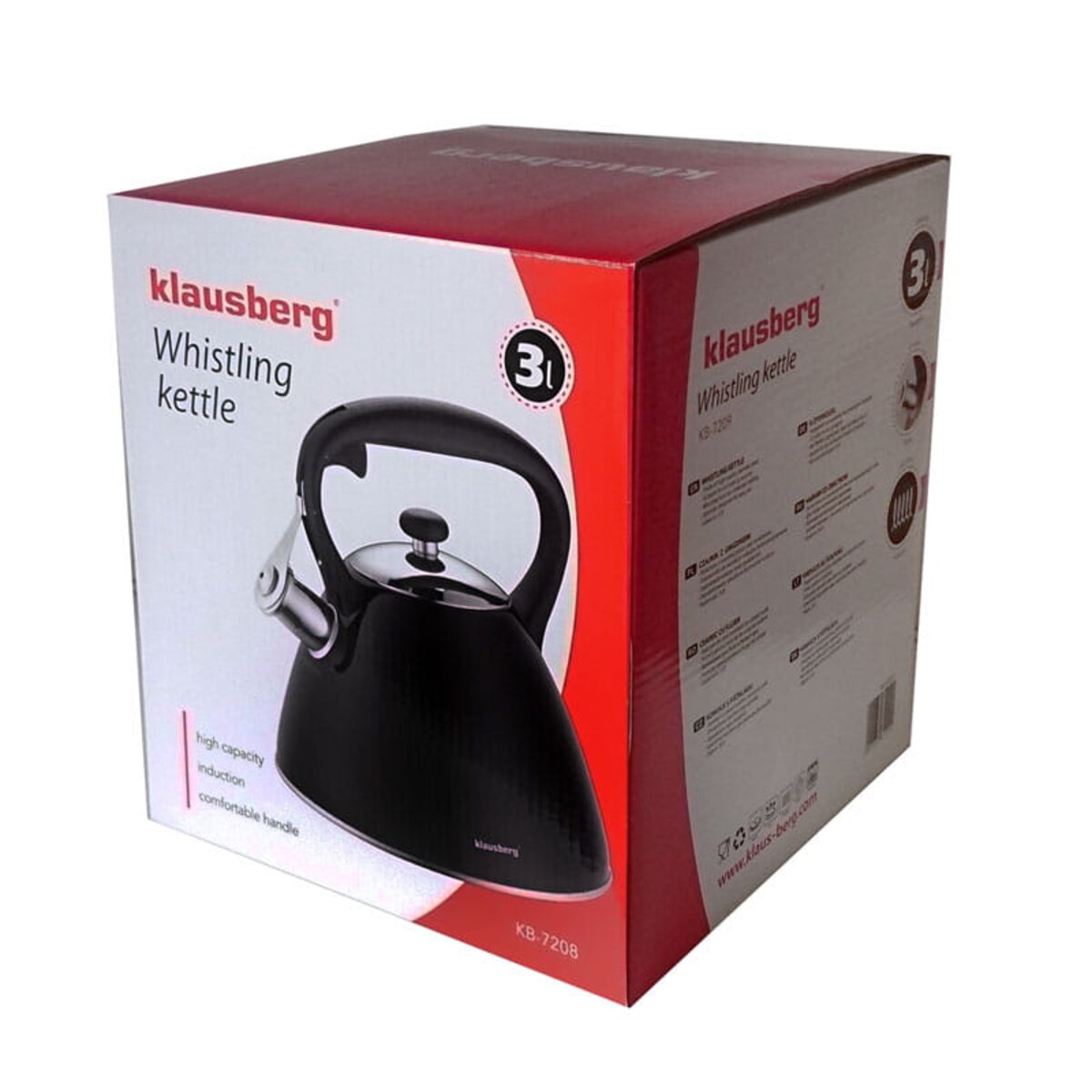 Czajnik stalowy z gwizdkiem 3.0L indukcja gaz czarny KLAUSBERG