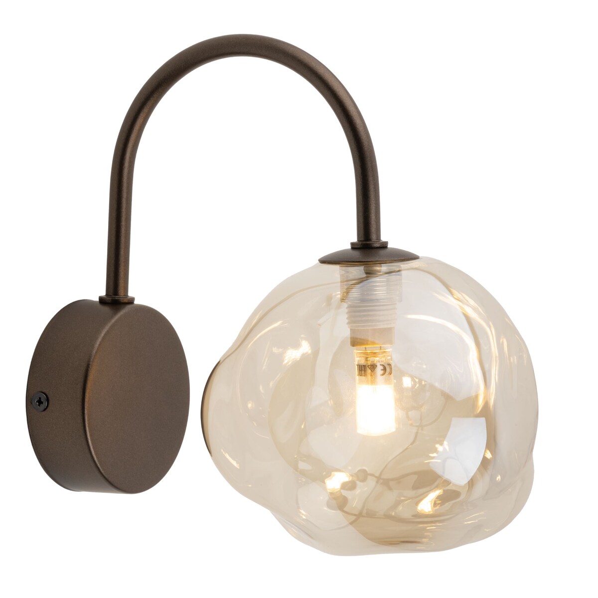 Kinkiet ścienny TK Lighting LAVA BROWN 11024 brązowy, szklany klosz bursztynowy, G9, nowoczesny