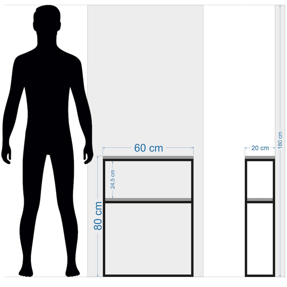 Konsola meblowa czarna 60x80x20cm podwójna