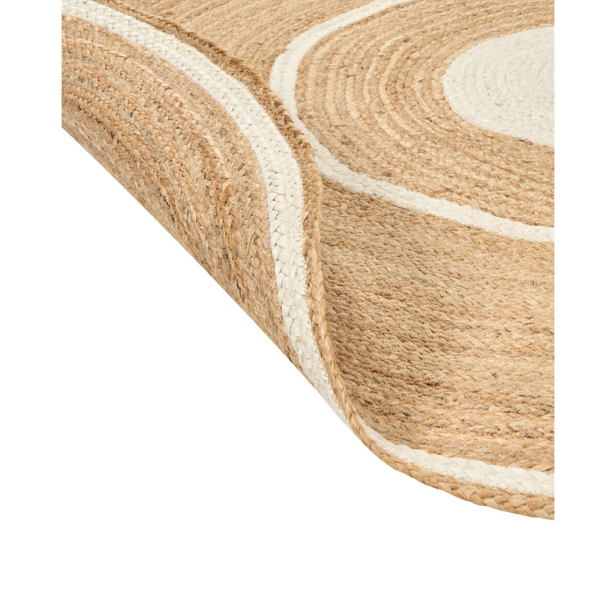 Dywan okrągły z juty 140 cm beżowo-biały HALFELI