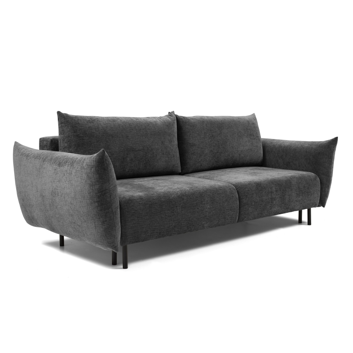 Kanapa ADA z funkcją spania i pojemnikiem- tkanina szenilowa- grafitowa