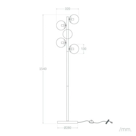 Stojąca lampa podłogowa Milano ABR-LPV-5XE27 Abruzzo przezroczysty czarny