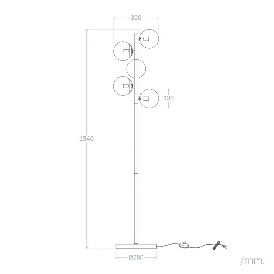 Stojąca lampa podłogowa Milano ABR-LPV-5XE27 Abruzzo przezroczysty czarny