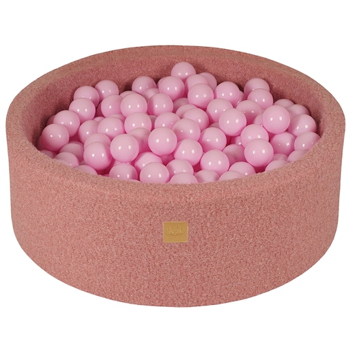 MeowBaby® Boucle Różowy Okrągły Suchy Basen 90x30cm dla Dziecka, piłki: Pastelowy Róż