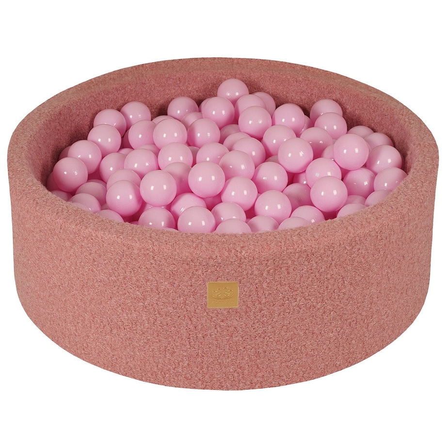 MeowBaby® Boucle Różowy Okrągły Suchy Basen 90x30cm dla Dziecka, piłki: Pastelowy Róż