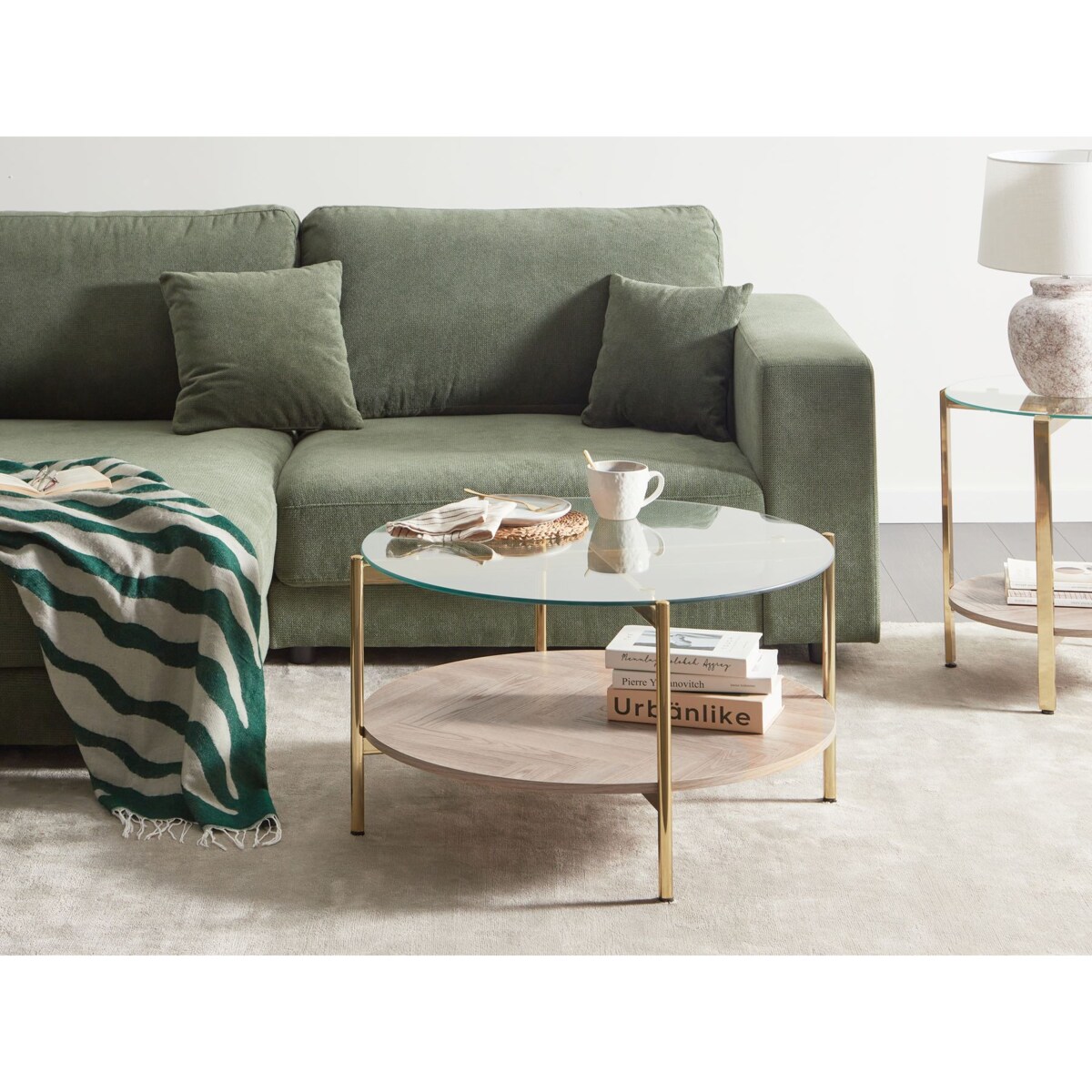 Stolik kawowy Żelazo Fornirowany Złoty LOVELL