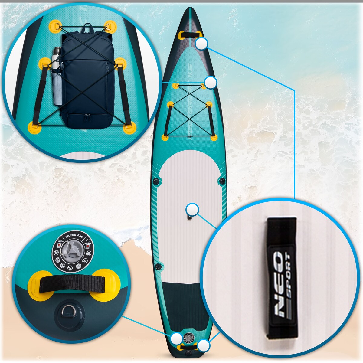 Deska SUP do pływania pompowana Paddle Reefbreak 350cm Neo-Sport ZESTAW