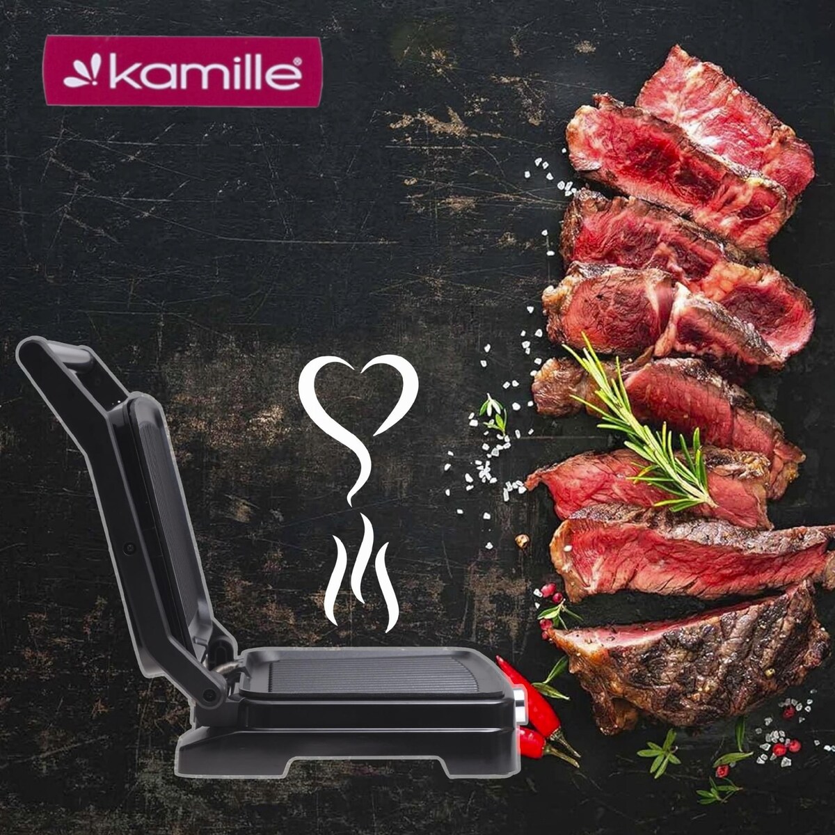 Grill elektryczny opiekacz do kanapek tortilli 2000W KAMILLE