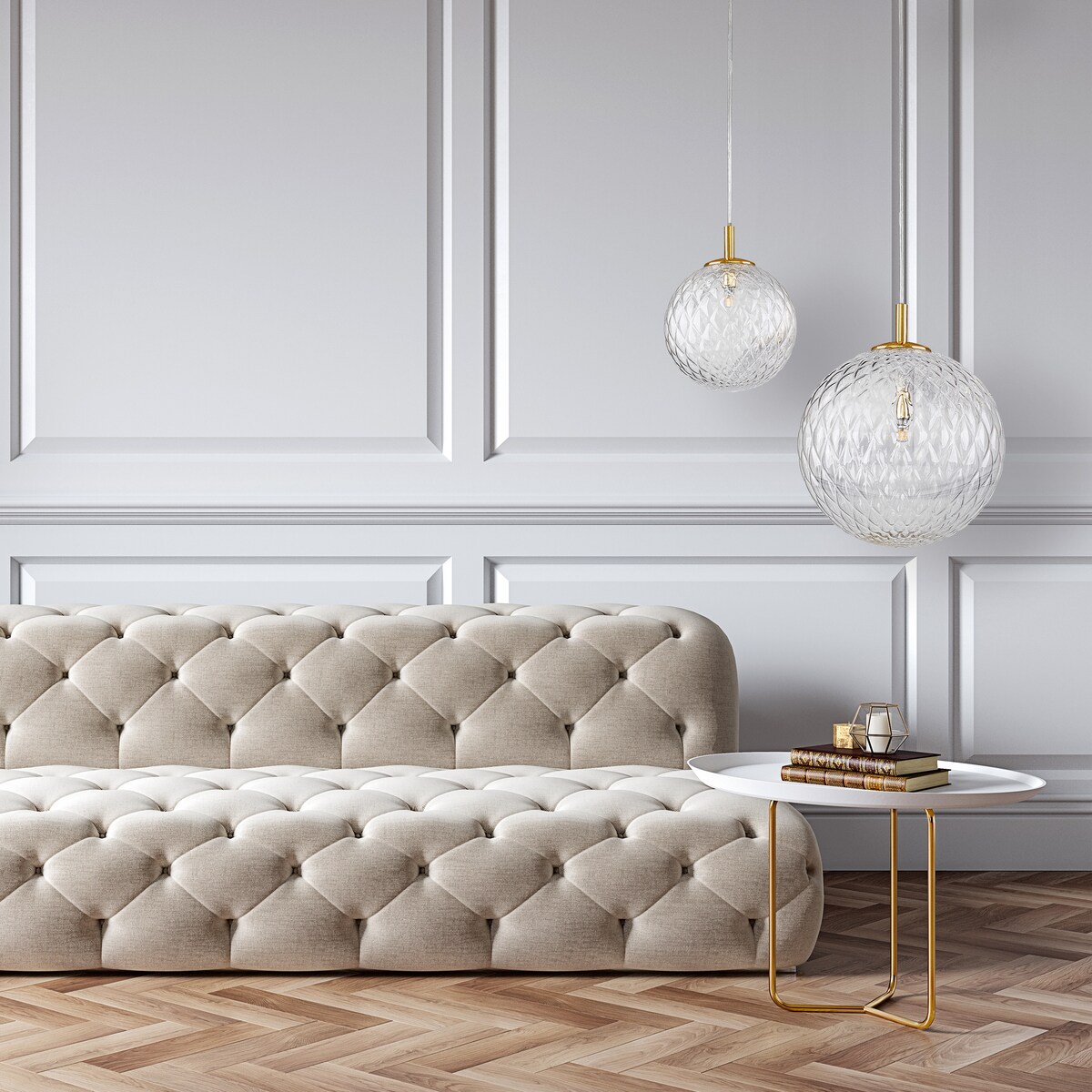 Lampa wisząca TK Lighting CADIX GOLD 300 złota transparentny klosz G9 nowoczesna do salonu jadalni kuchni
