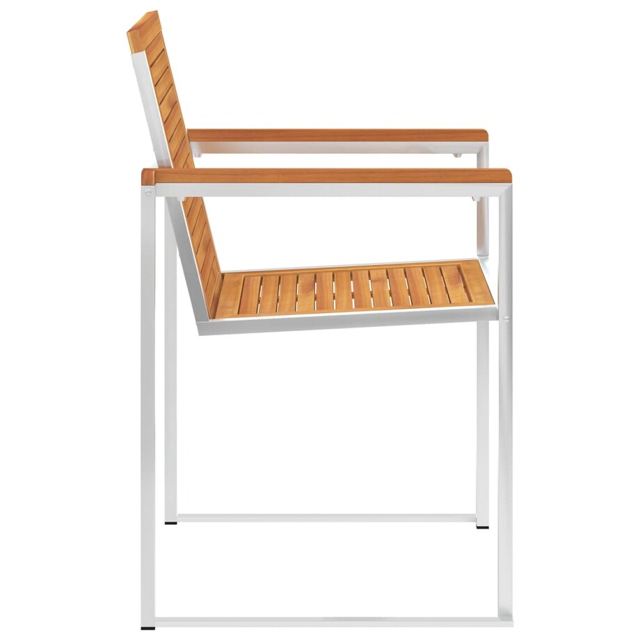 vidaXL Krzesła ogrodowe, 2 szt., lite drewno akacjowe, stal nierdzewna