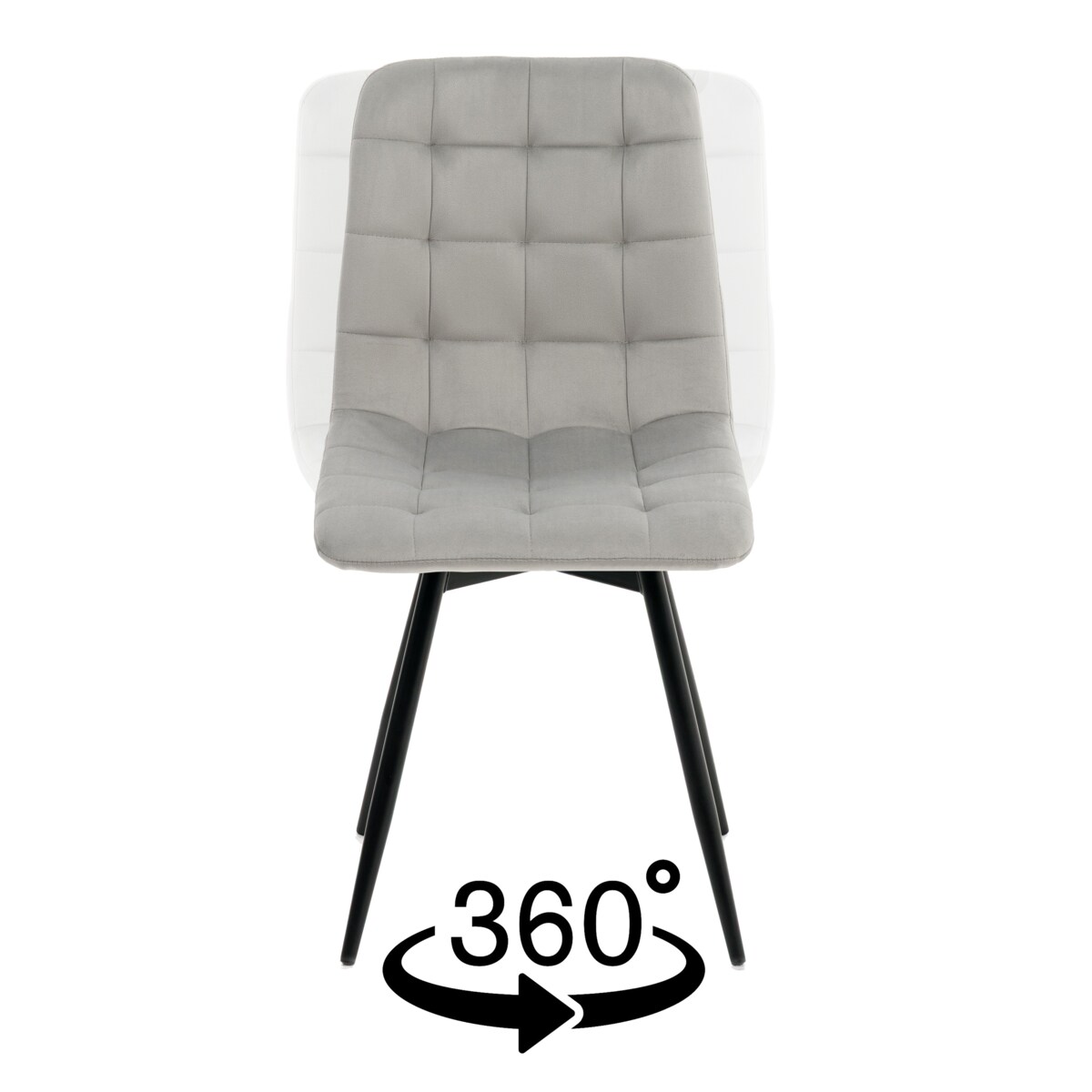 Krzesło tapicerowane obrotowe do salonu ARCO jasnoszary welur