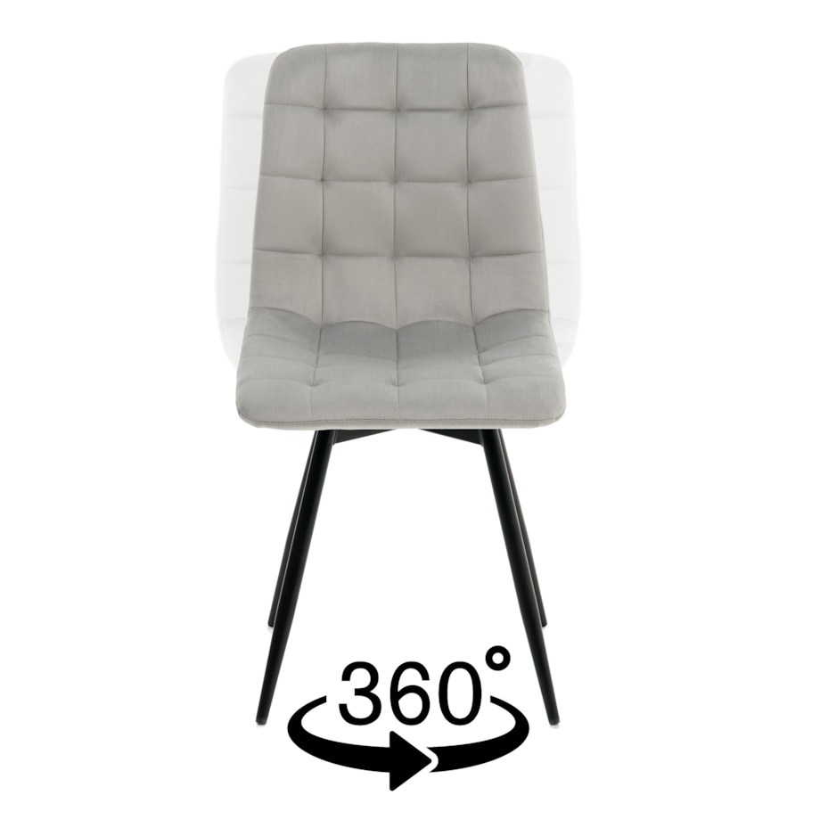 Krzesło tapicerowane obrotowe do salonu ARCO jasnoszary welur