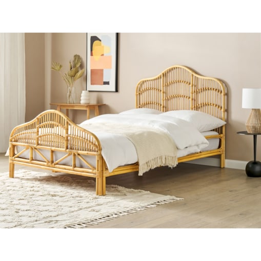 Łóżko Rattan DOMEYROT 140 x 200 cm Jasnobrązowy
