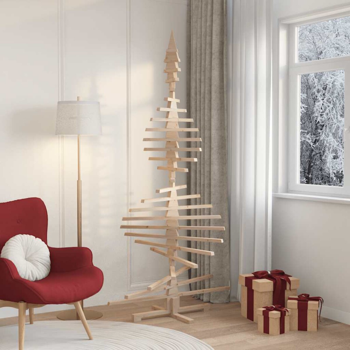 vidaXL Drewniana choinka do udekorowania, 210 cm, lite drewno sosnowe