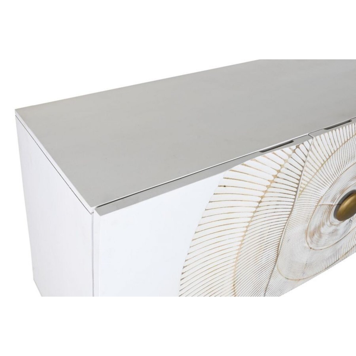 Komoda duża z drewna mango biało-złota Mandala