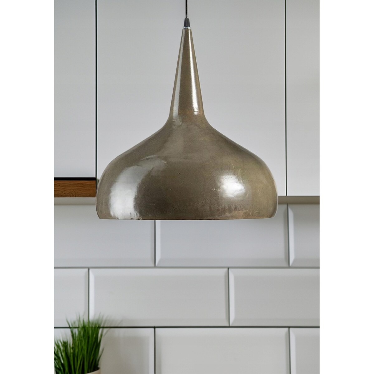 LAMPA SUFITOWA WISZĄCA NAD STÓŁ LOFT METALOWA BRĄZOWA E27 42cm DO SALONU