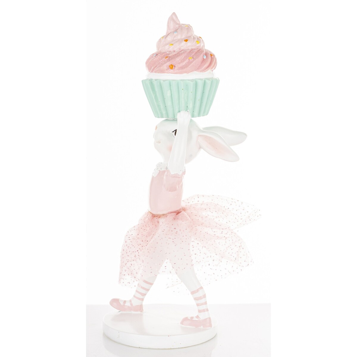 Dekoracja - króliczka w tiulowej spódniczce 30x11x11 cm GUDRUN-2 z muffinką