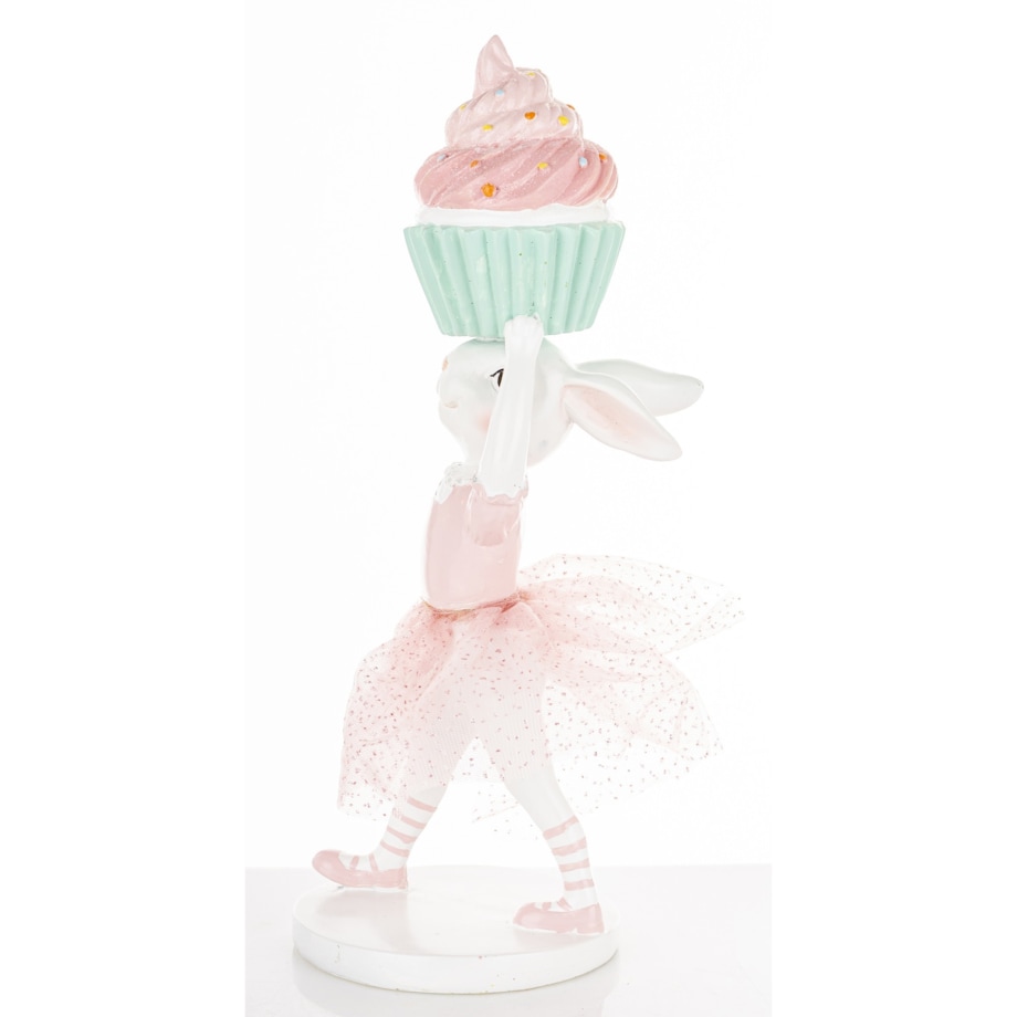 Dekoracja - króliczka w tiulowej spódniczce 30x11x11 cm GUDRUN-2 z muffinką