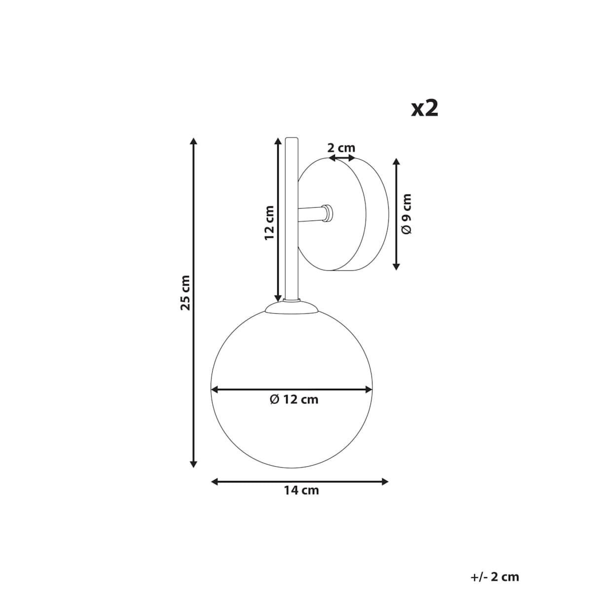 Zestaw 2 szklanych lamp ściennych beżowy ANADYR