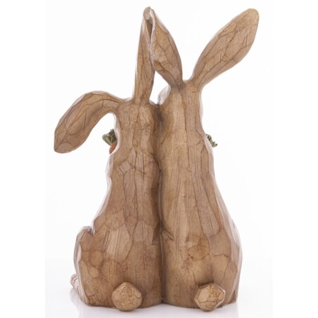 Dekoracja - para brązowych króliczków z marchewkami 32x20x15 cm