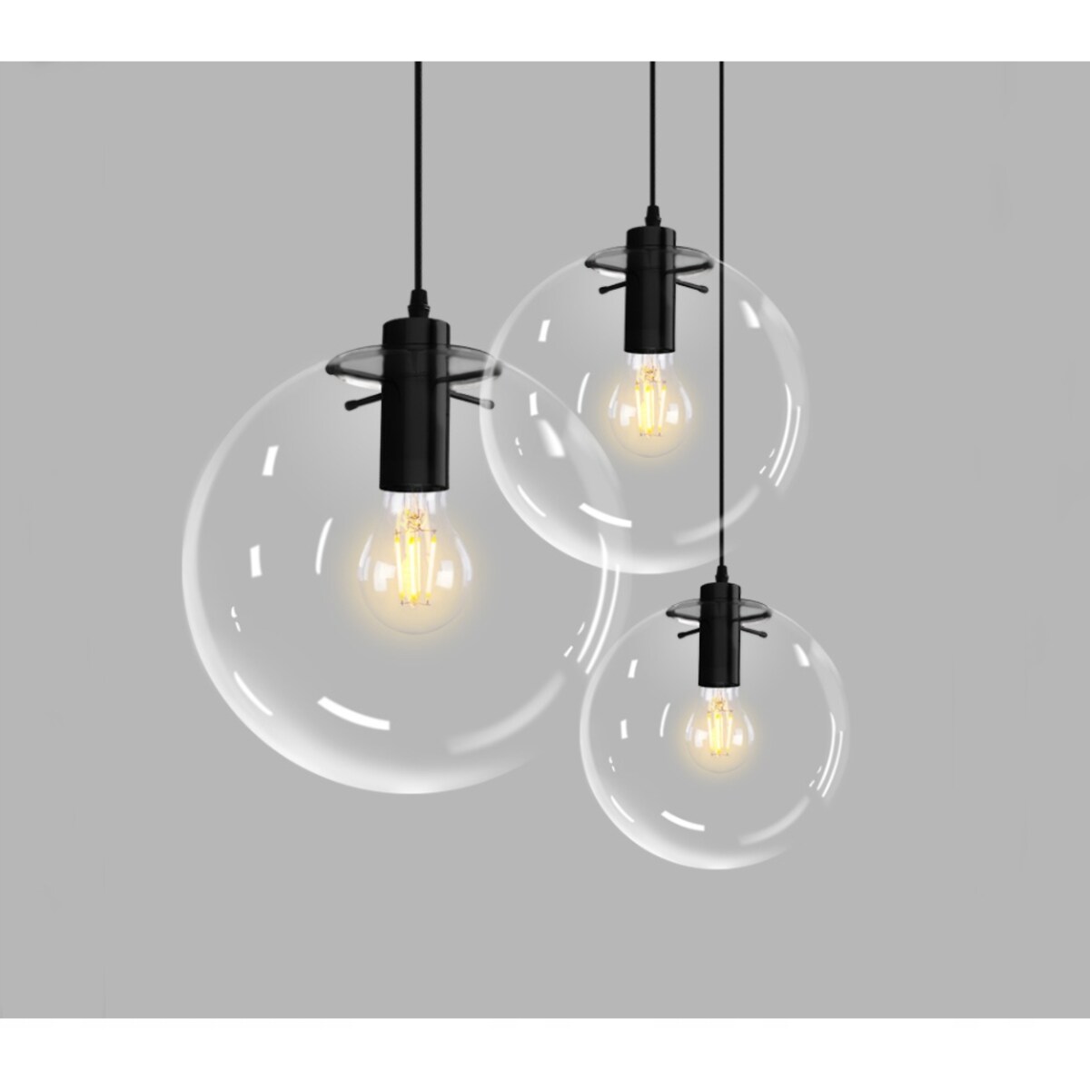 Lampa Wisząca Szklana Kula Black Czarna Lassi 25Cm