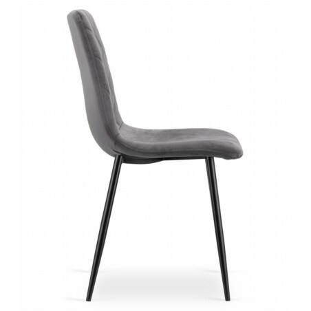 Krzesło Do Jadalni Kuchni Salonu Turin - Ciemny Szary Aksamit X 3
