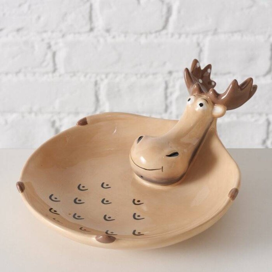 Ceramiczny półmisek z głową łosia MOOSY, Ø17 cm