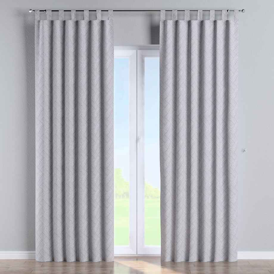 Zasłona na szelkach 1 szt. 130x260 szare wzory geometryczne