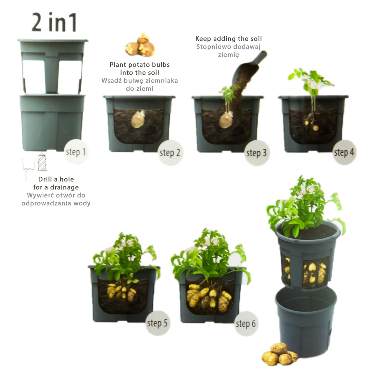 Doniczka Donica Do Sadzenia Ziemniaków Uprawy Warzyw 29,5 Cm