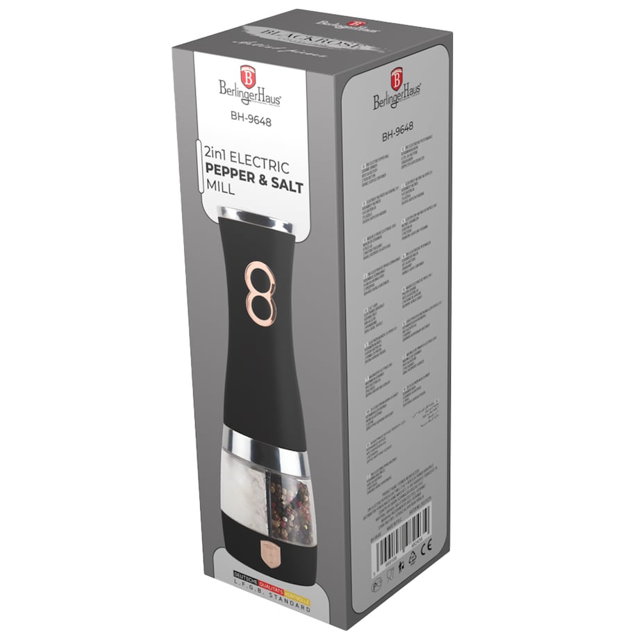 Elektryczny młynek do pieprzu i soli 2 w 1 BerlingerHaus Black Rose Collection BH-9648