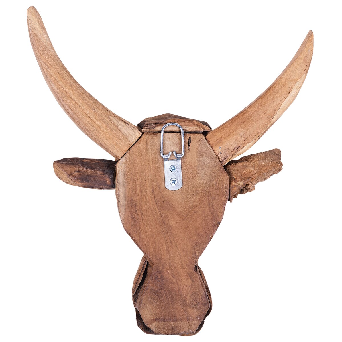 Figurka na ścianę Byk BULL HEAD Drewno tekowe 34 cm Brązowy
