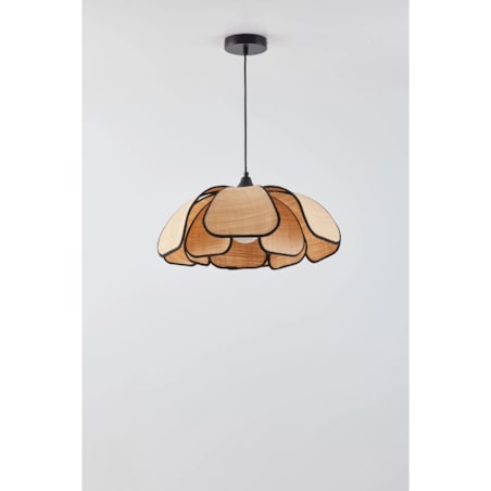 Lampa wisząca z rafi i bawełny, beżowo-czarna, Vidson Ø50 cm