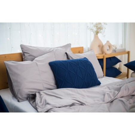 Pościel szara lamówka grafitowa, 200 x 200 cm, La Manta