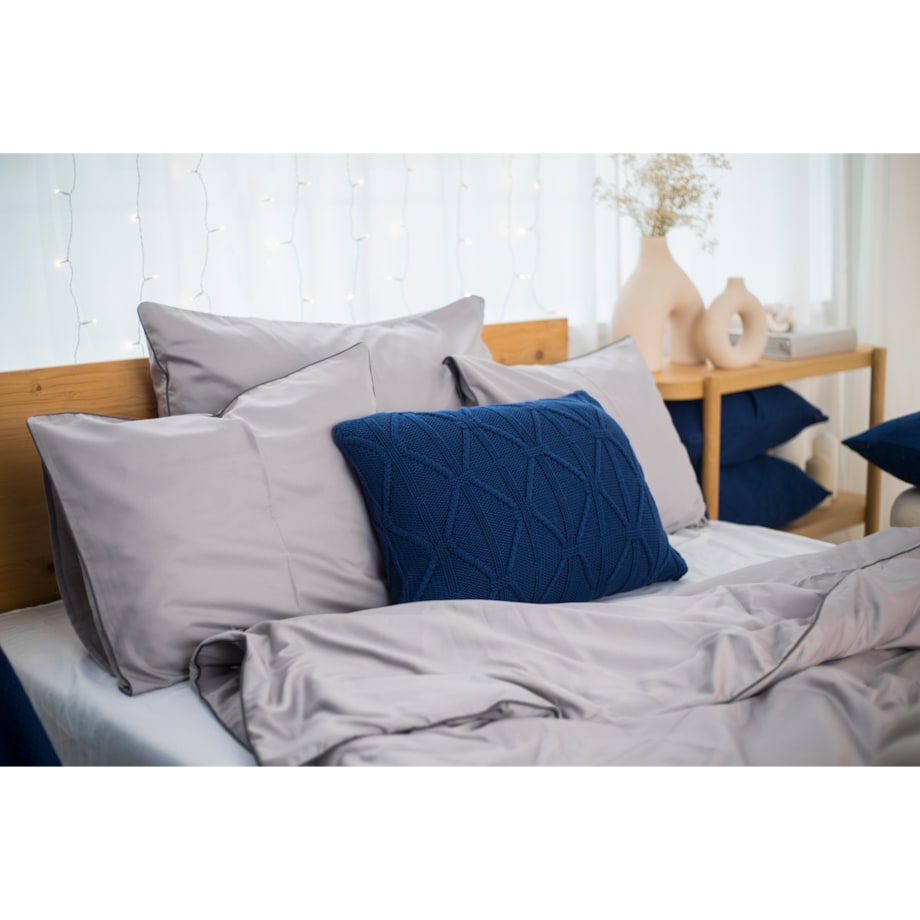 Pościel szara lamówka grafitowa, 200 x 200 cm, La Manta