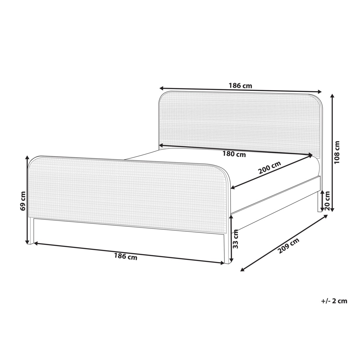 Łóżko Drewno sosnowe GONFARON 180 x 200 cm Czarny