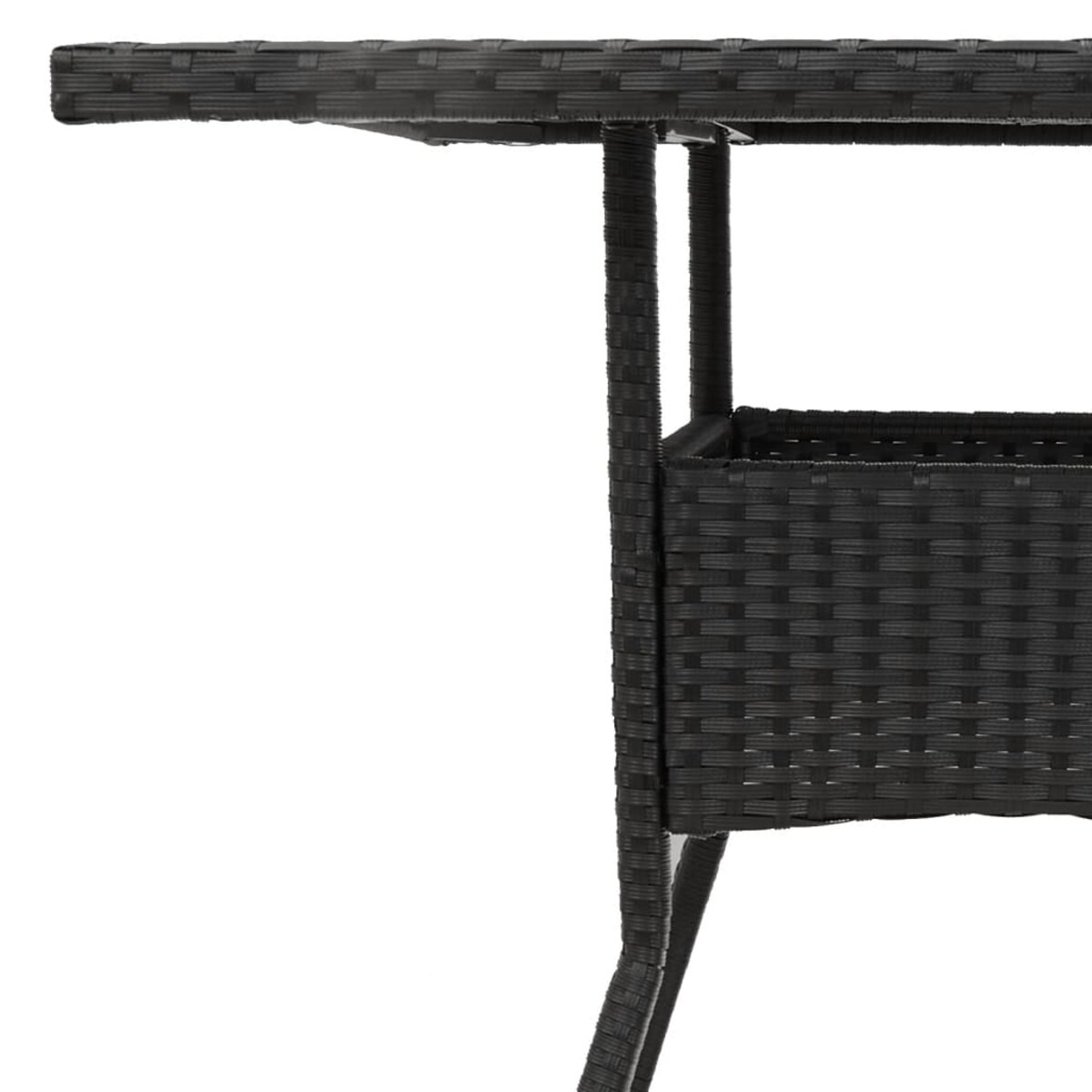 vidaXL Stół ogrodowy z akacjowym blatem, czarny, 80x80x75cm, rattan PE