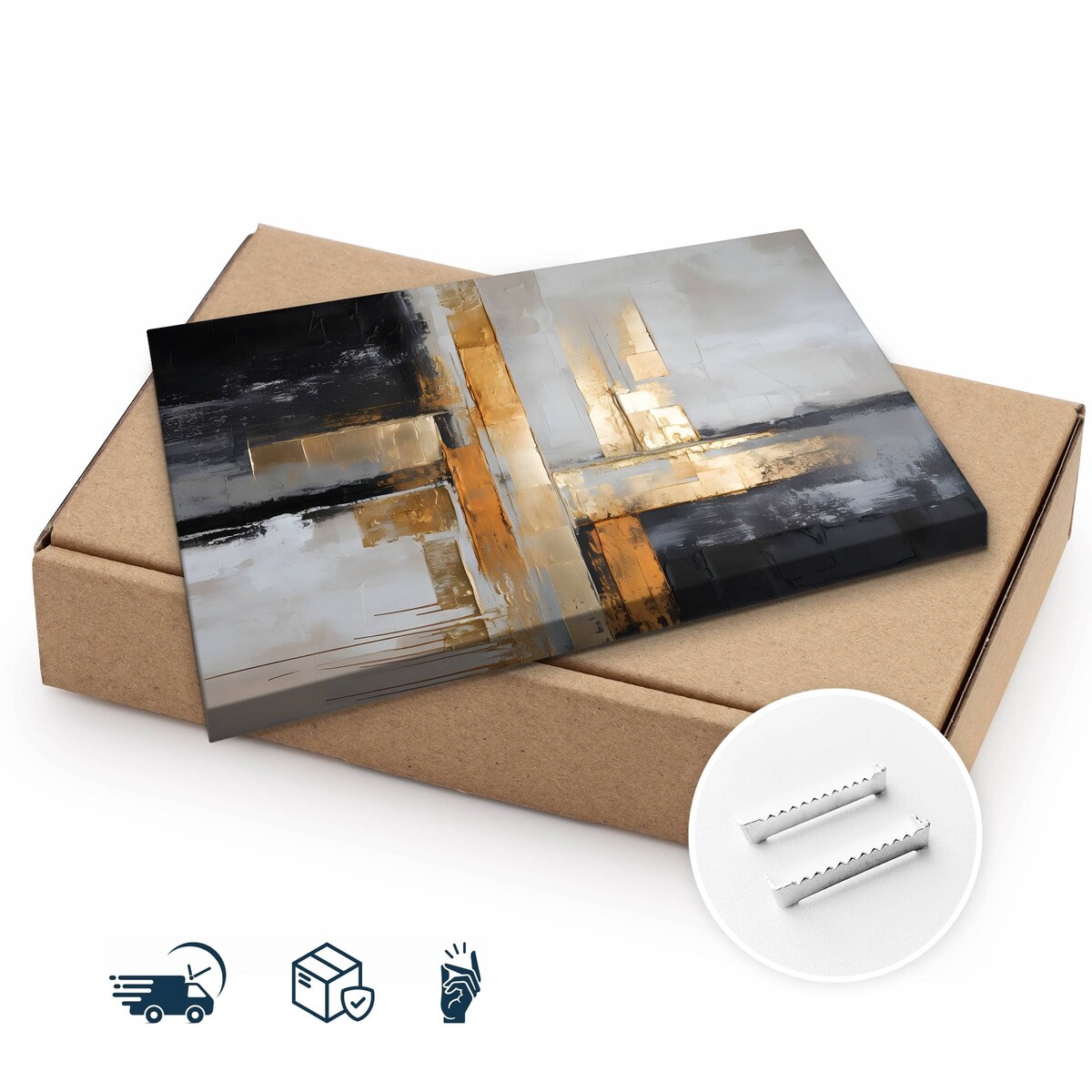 Obraz Ścienny Do Salonu Sypialni Abstrakcja Złoto Styl Glamour 90x60cm