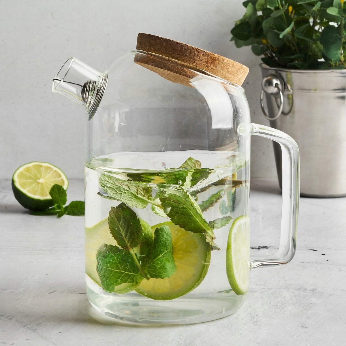 DZBANEK SZKLANY do HERBATY zioła pojemnik na wodę kompot sok 1,2 L prezent