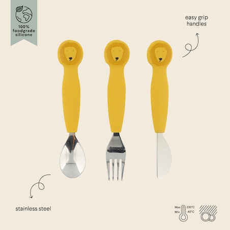 Silikonowy Zestaw Sztućców 3 szt. - Lew