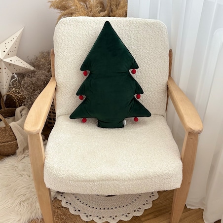 Poduszka Choinka z pomponami velvet zielony