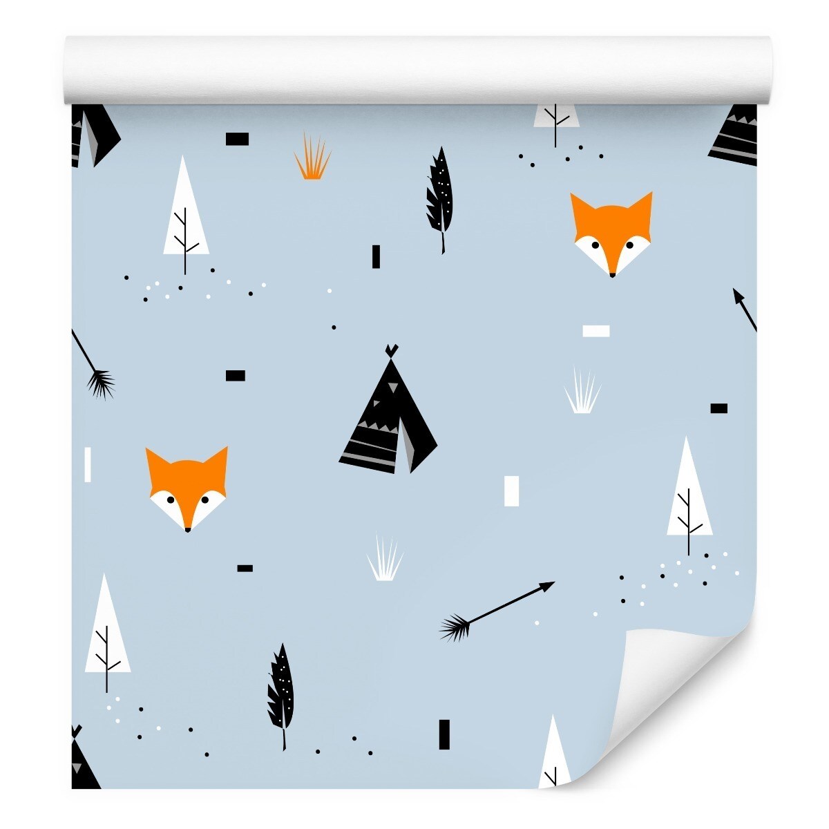 Tapeta Dla Dzieci LISKI Tipi Strzały Drzewa