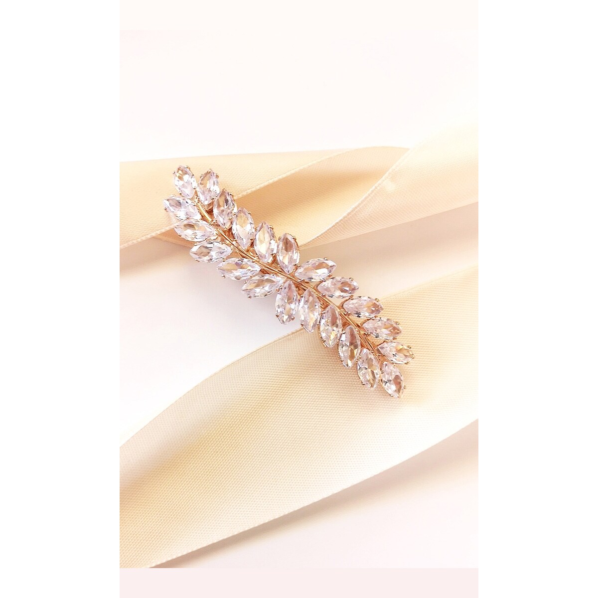 SPINKA ślubna złota cyrkonie LISTKI ozdoba do włosów elegancka