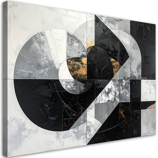 Obraz do salonu sypialni biura, Abstrakcyjne geometryczne kształty czarno biały
