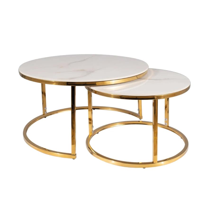 Zestaw 2 ław PORTAFINO A 80/60 biały/złoty