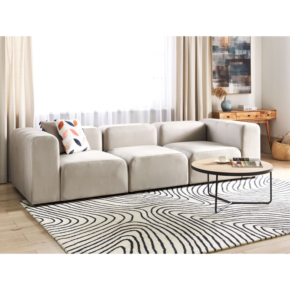 Sofa modułowa FALSTERBO Welur Beżowy dla 3 osób