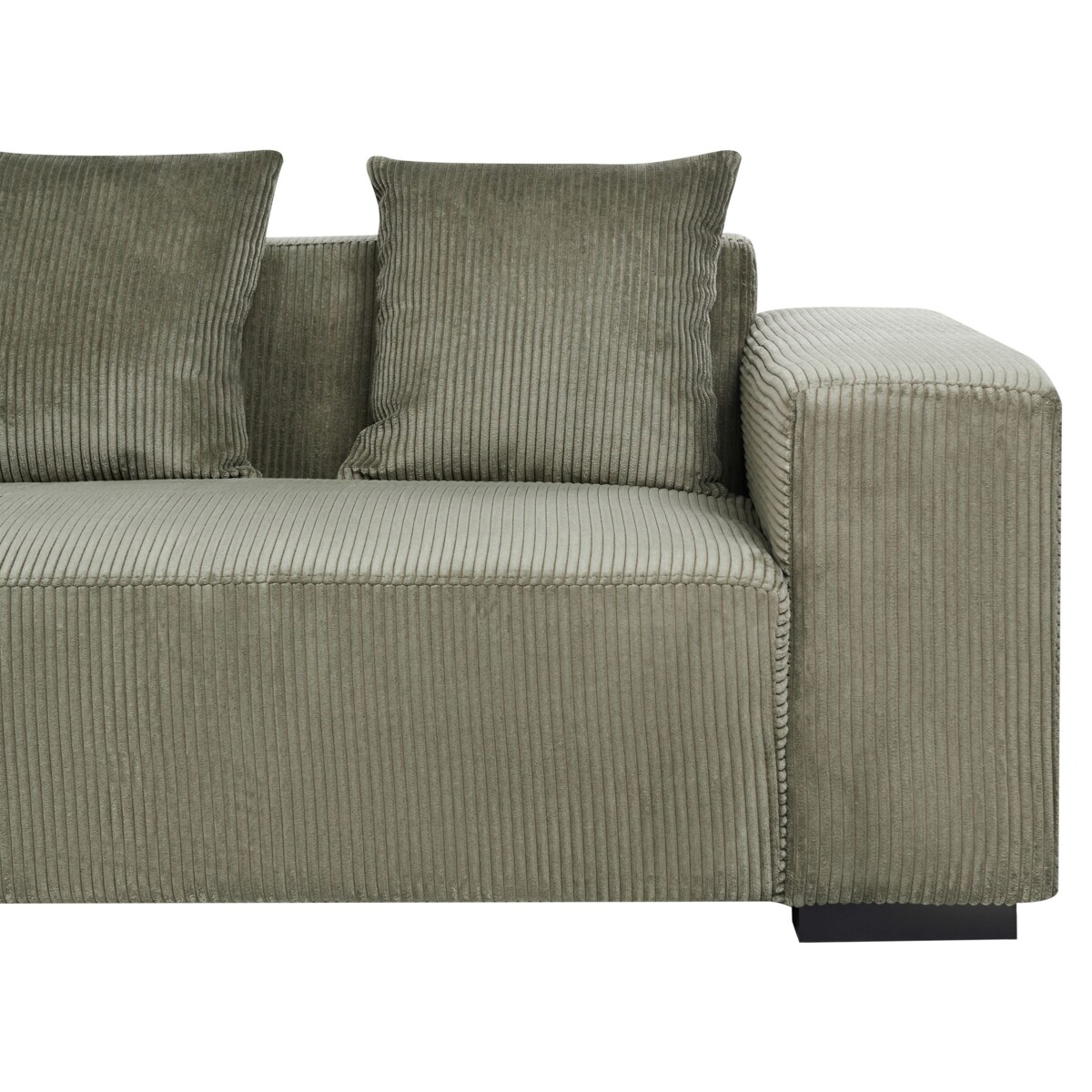 Narożnik LUNGO Sztruks Zielony dla 4 osób Prawostronny